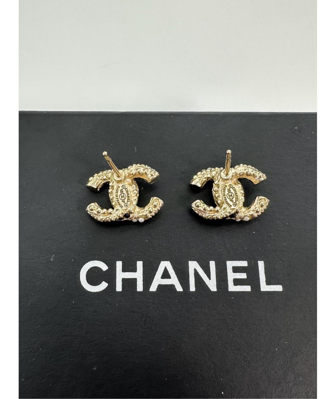 CHANEL Золотые металлические серьги, фото 3