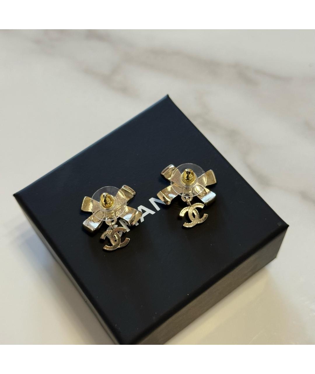 CHANEL Золотые металлические серьги, фото 3
