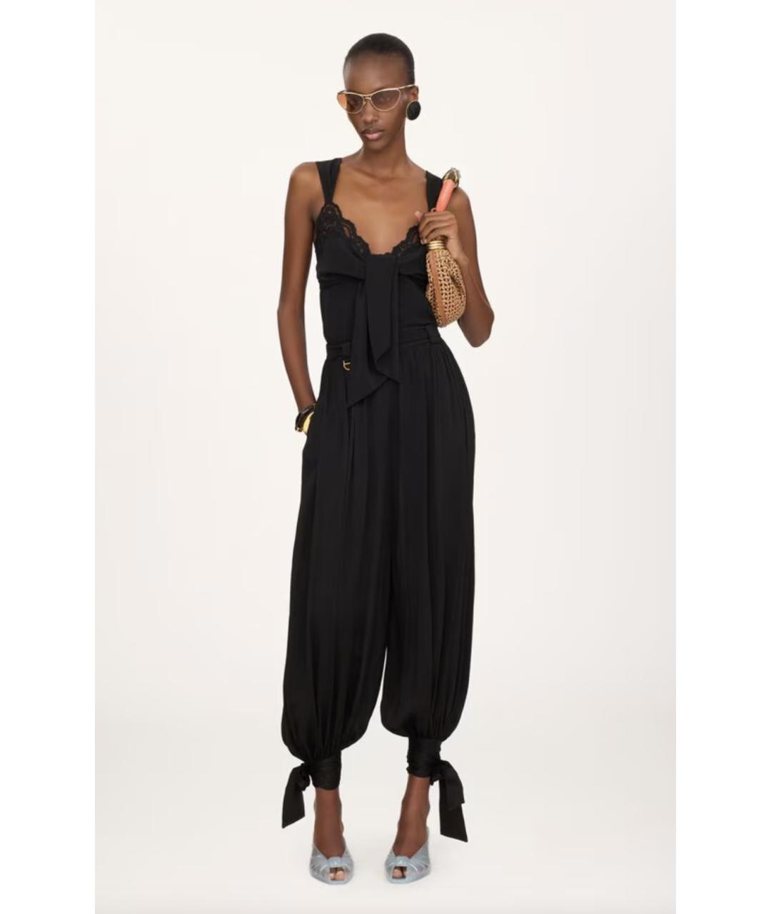 CHLOE Черные шелковые прямые брюки, фото 2