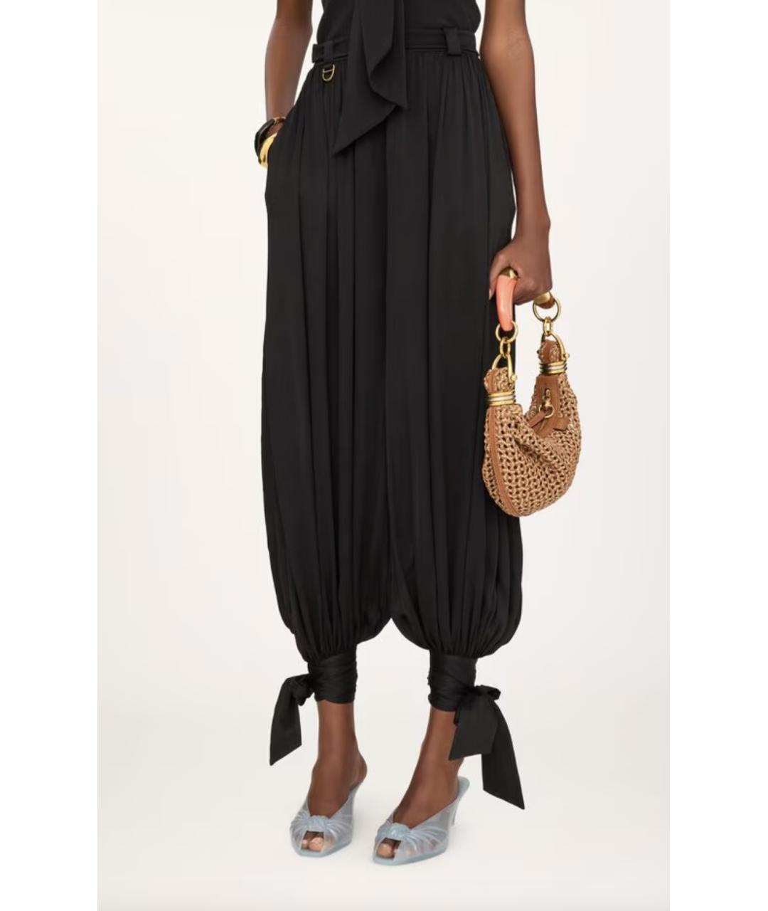 CHLOE Черные шелковые прямые брюки, фото 3