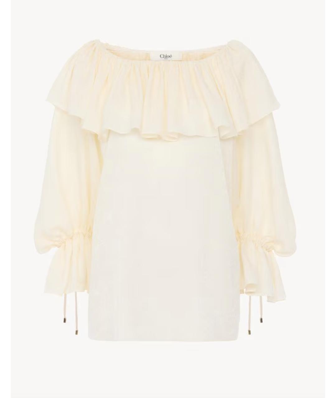 CHLOE Белая шелковая блузы, фото 6