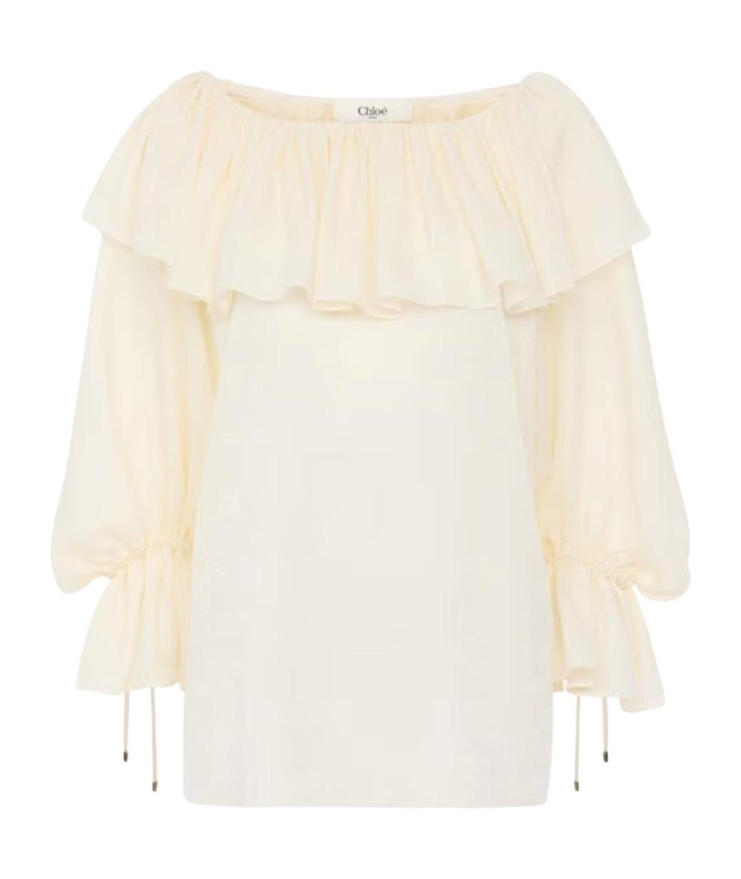 CHLOE Белая шелковая блузы, фото 1
