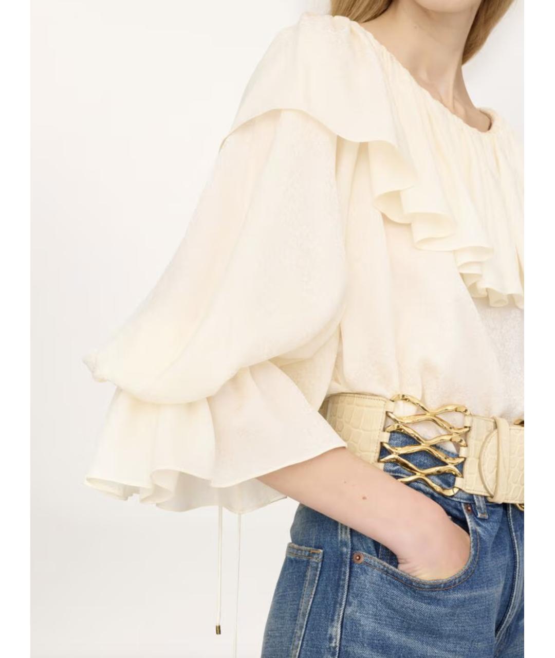 CHLOE Белая шелковая блузы, фото 4