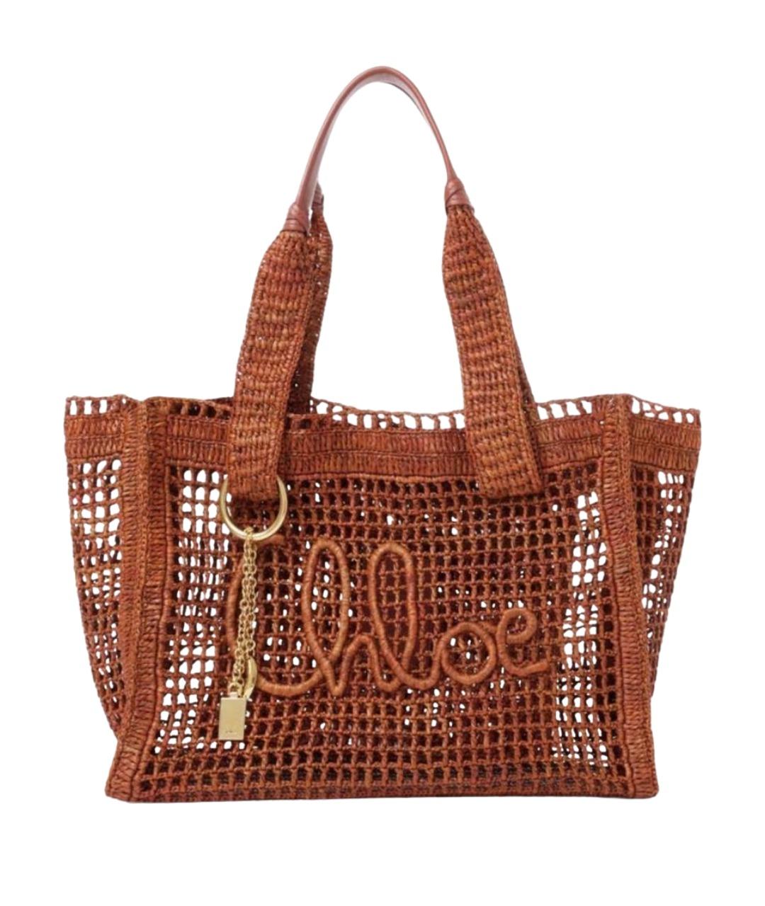 CHLOE Коричневая пелетеная сумка тоут, фото 1