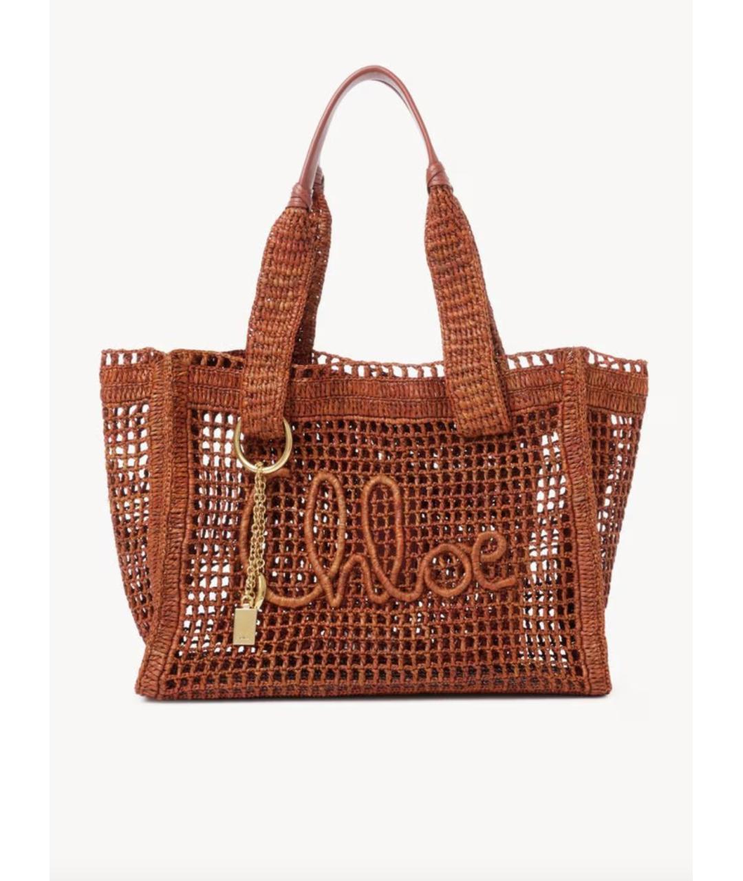 CHLOE Коричневая пелетеная сумка тоут, фото 6