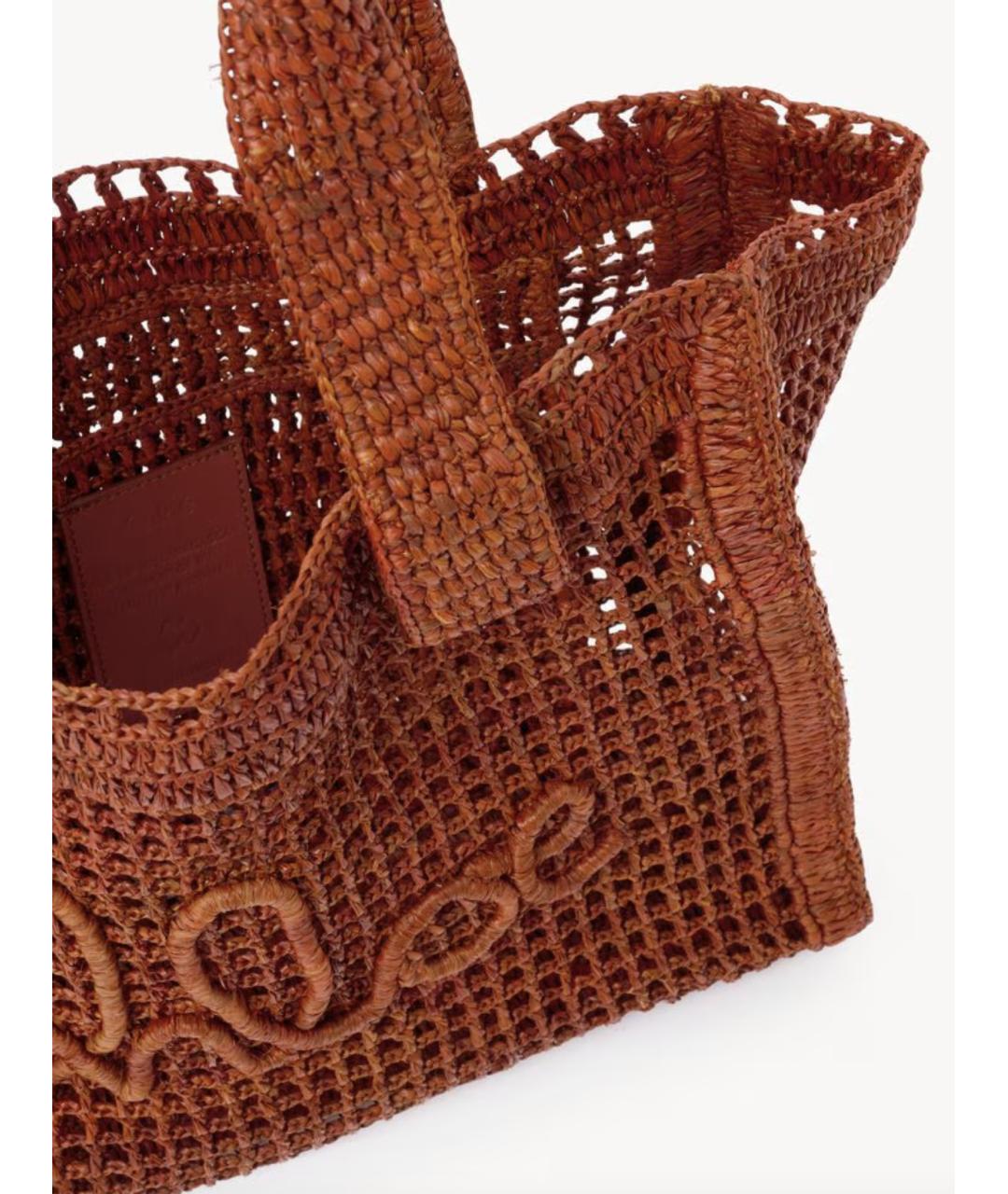 CHLOE Коричневая пелетеная сумка тоут, фото 5