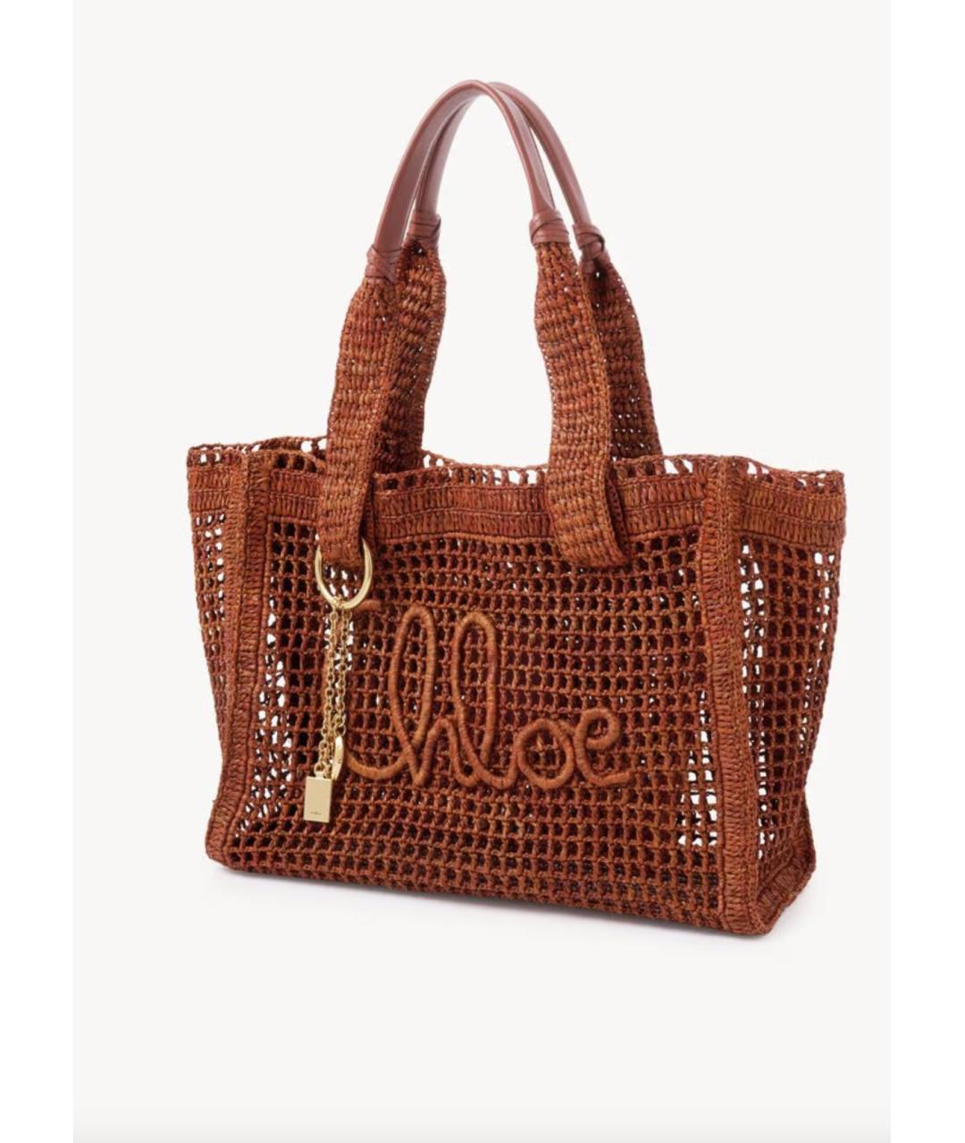 CHLOE Коричневая пелетеная сумка тоут, фото 3