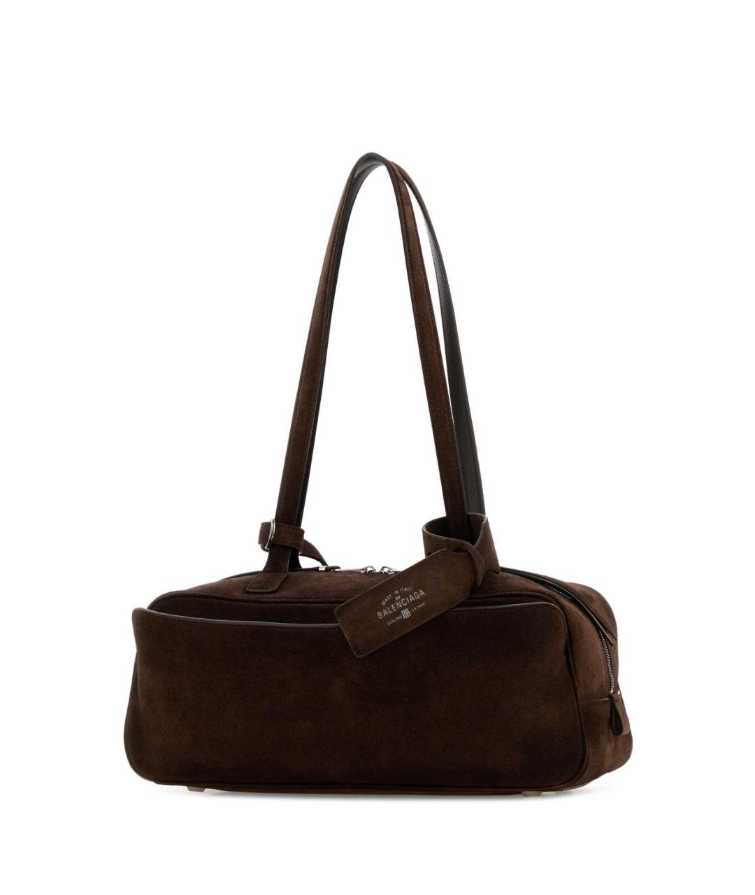 BALENCIAGA Коричневая кожаная сумка с короткими ручками, фото 2