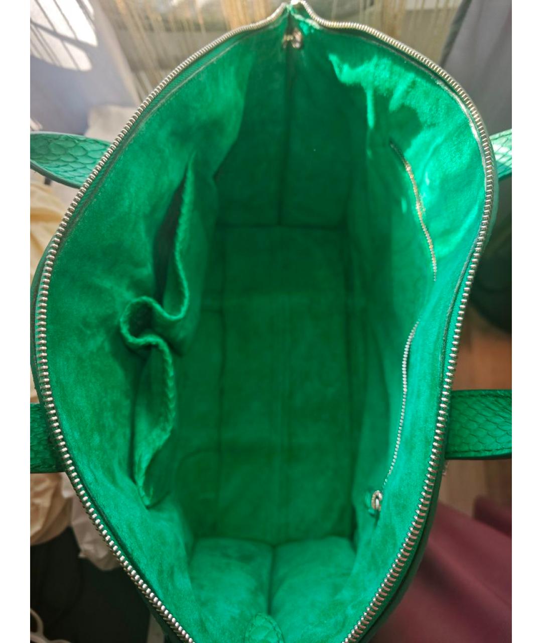 ALEXANDER MCQUEEN Зеленая кожаная сумка с короткими ручками, фото 4