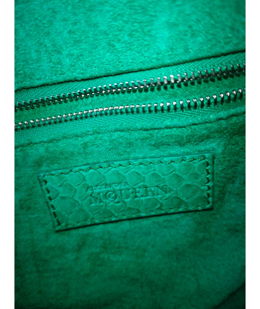 ALEXANDER MCQUEEN Зеленая кожаная сумка с короткими ручками, фото 5