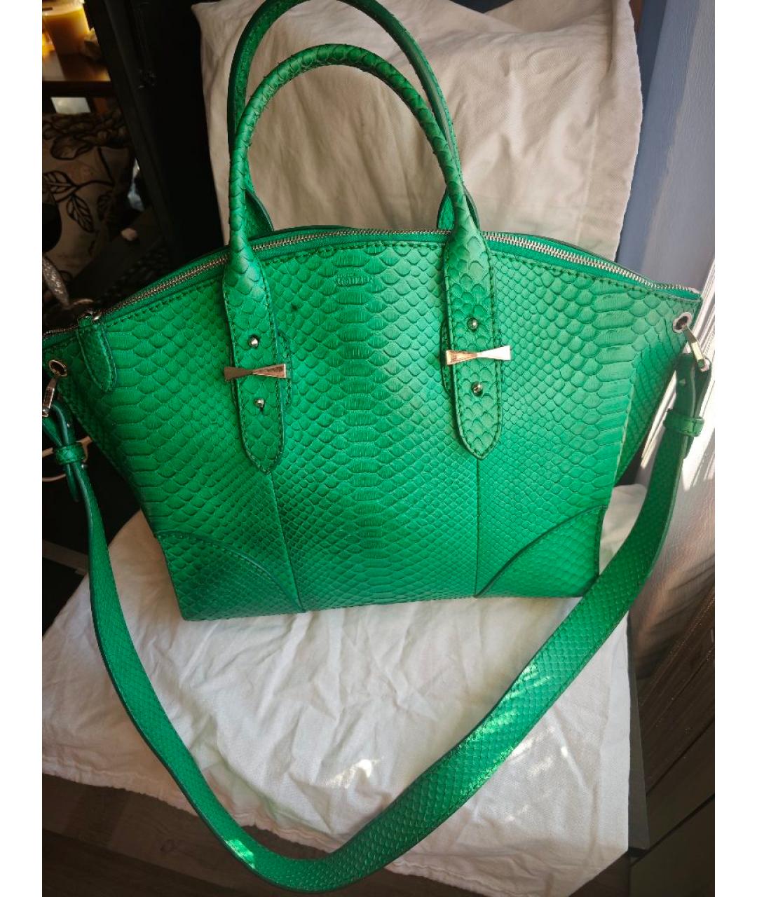 ALEXANDER MCQUEEN Зеленая кожаная сумка с короткими ручками, фото 6