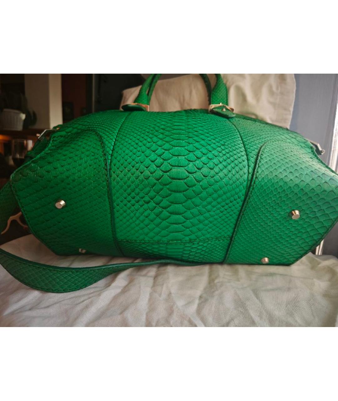 ALEXANDER MCQUEEN Зеленая кожаная сумка с короткими ручками, фото 3