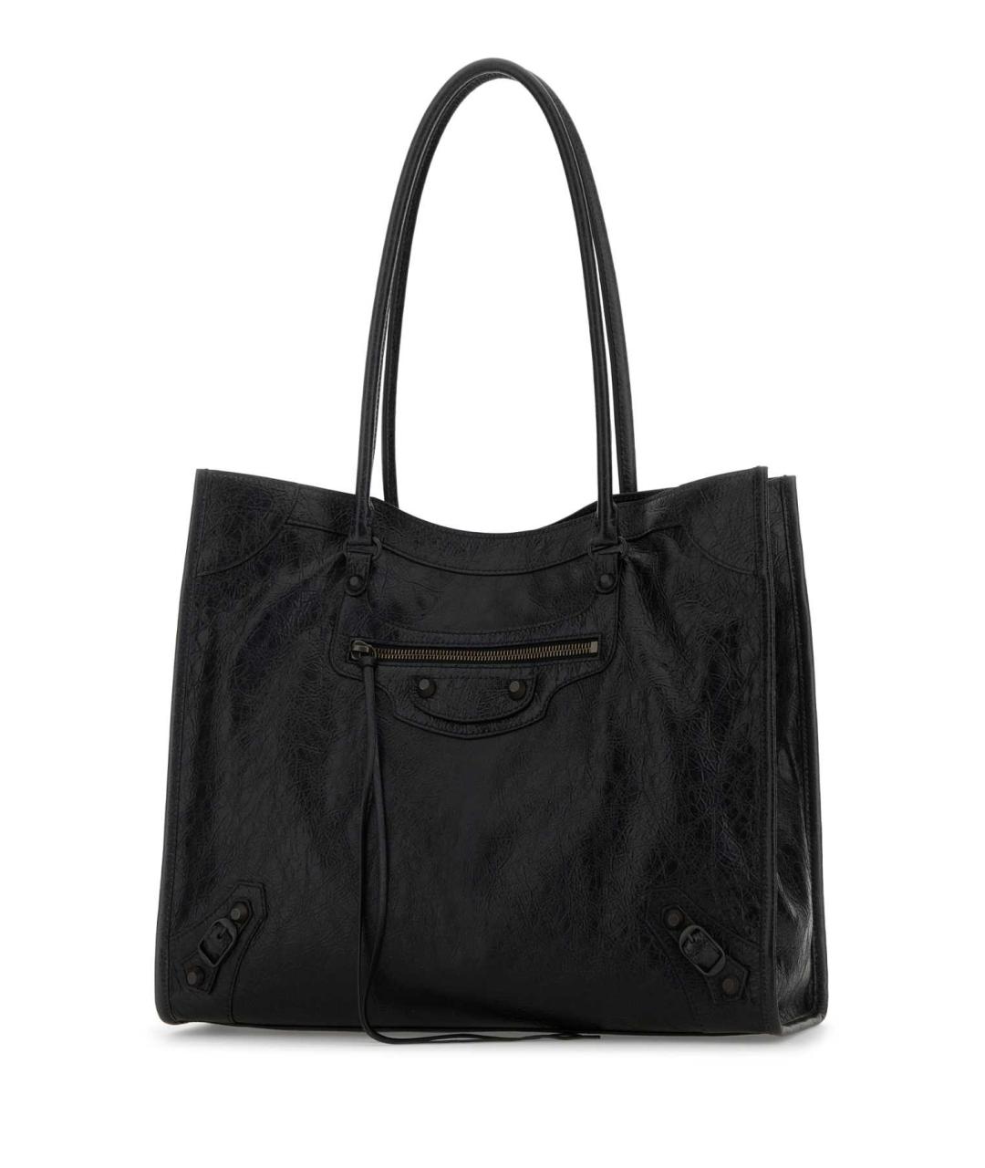 BALENCIAGA Черная кожаная сумка с короткими ручками, фото 2