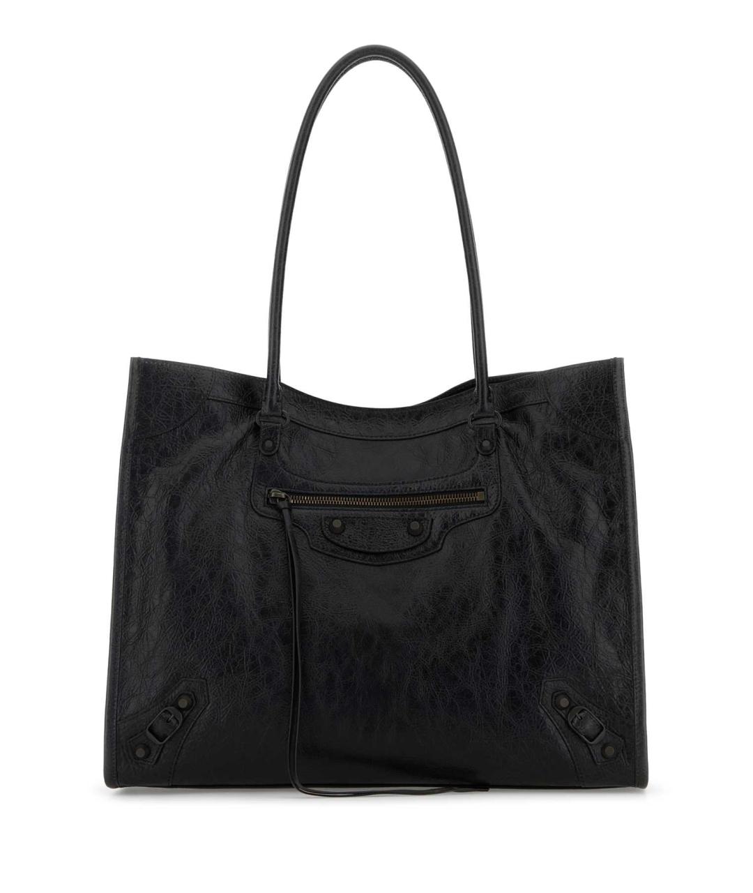 BALENCIAGA Черная кожаная сумка с короткими ручками, фото 1