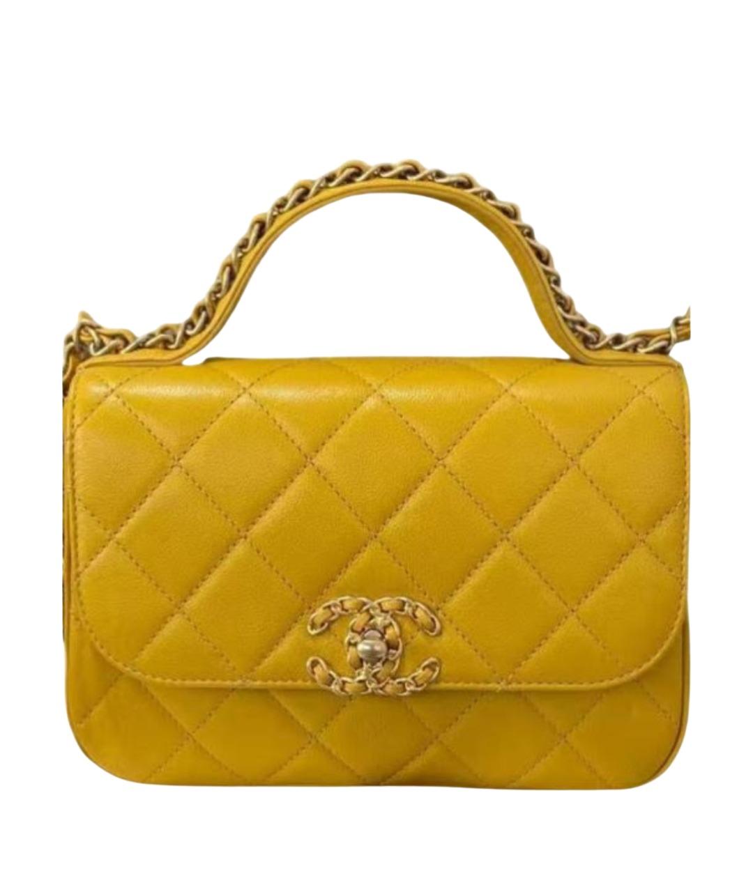 CHANEL Горчичная кожаная сумка через плечо, фото 1