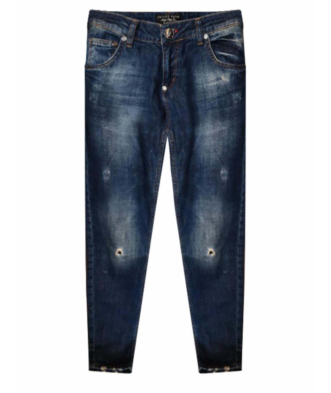 PHILIPP PLEIN Синие хлопковые прямые джинсы, фото 1