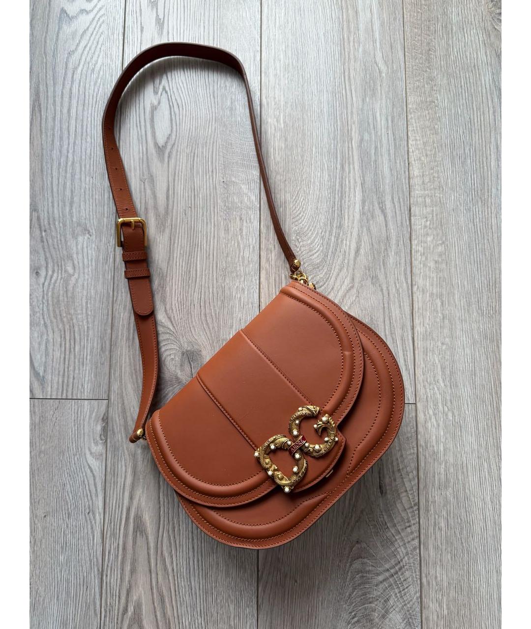 DOLCE&GABBANA Коричневая кожаная сумка через плечо, фото 5