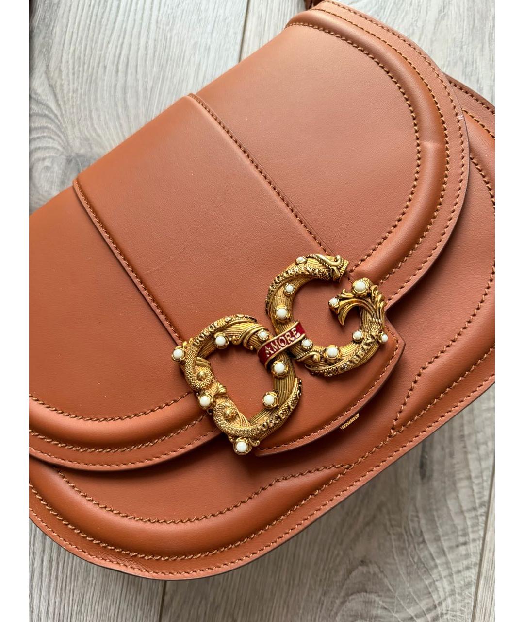 DOLCE&GABBANA Коричневая кожаная сумка через плечо, фото 3