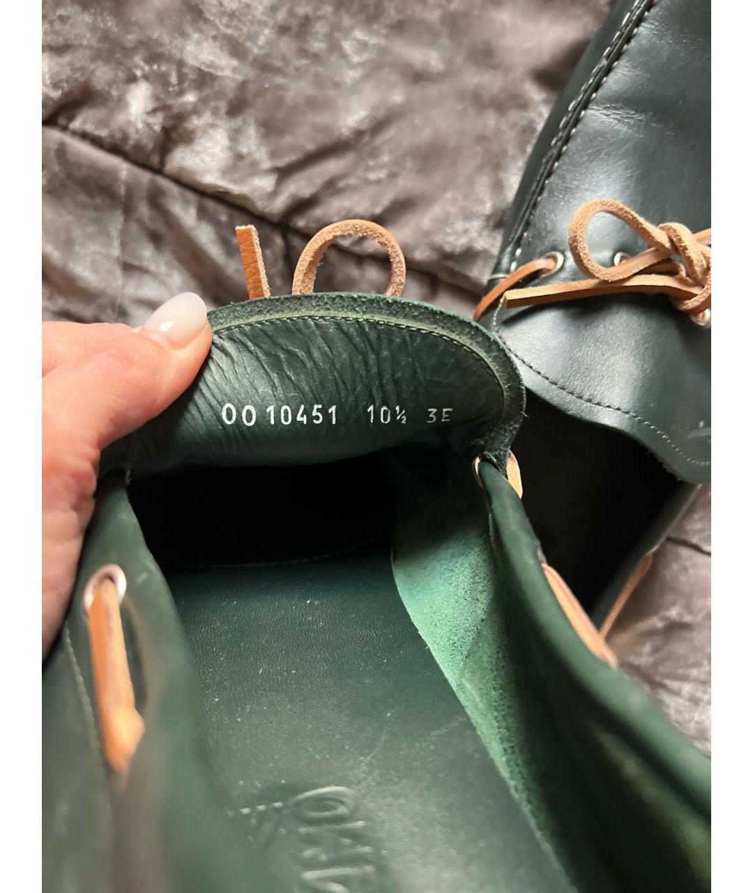 FERRAGAMO Зеленые кожаные мокасины, фото 5