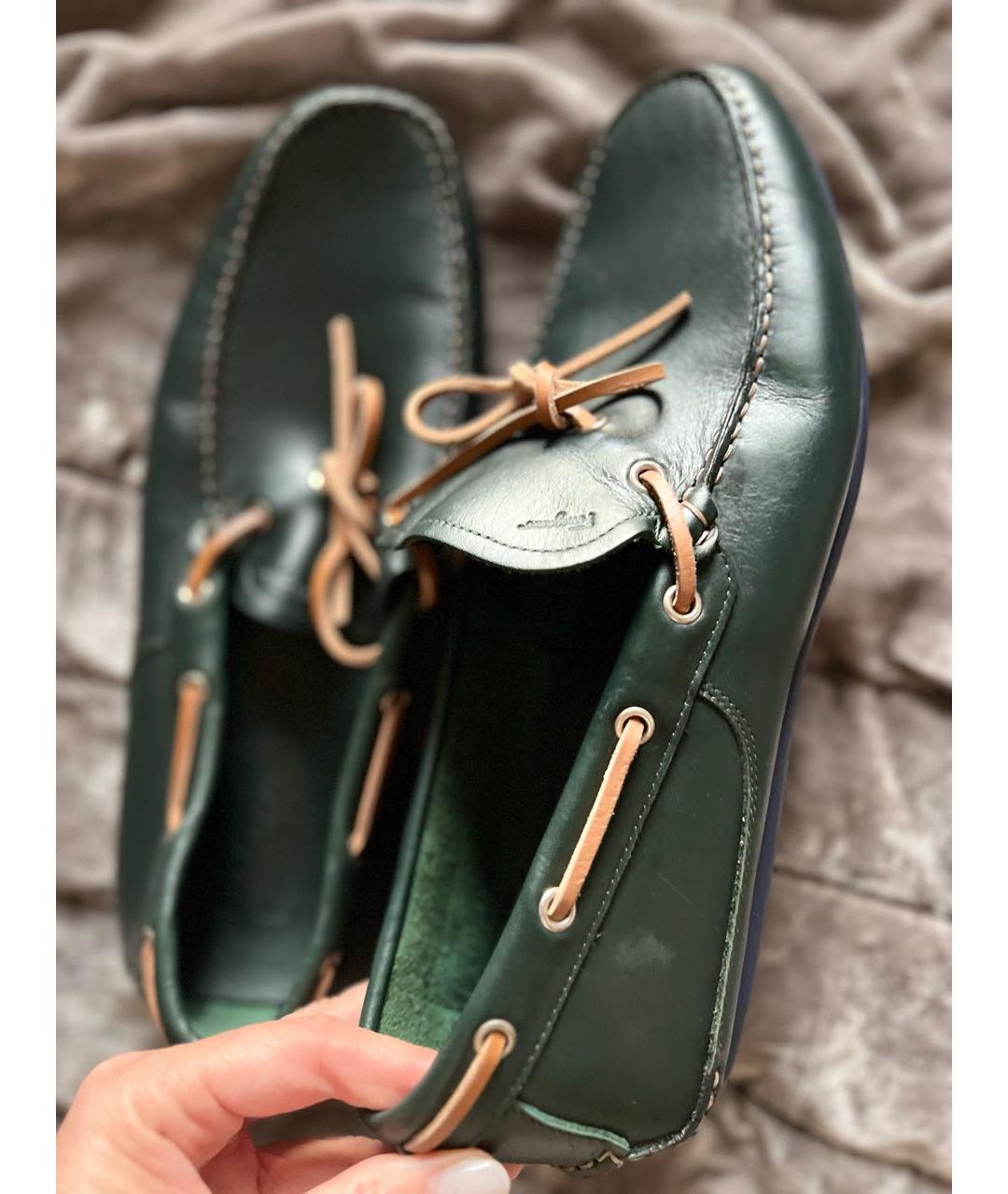 FERRAGAMO Зеленые кожаные мокасины, фото 7