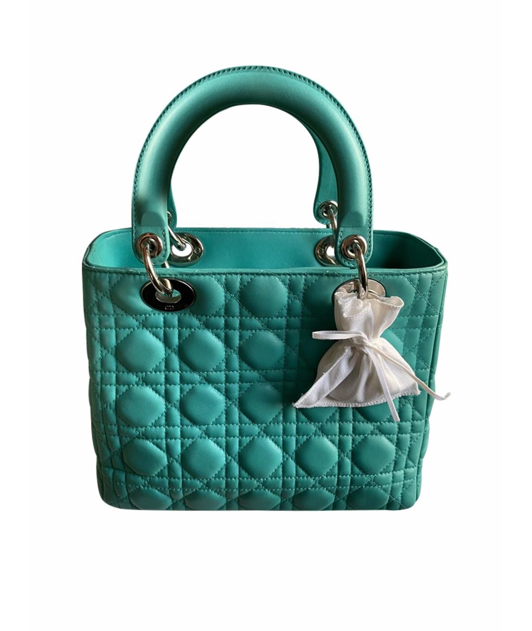 CHRISTIAN DIOR Зеленая кожаная сумка с короткими ручками, фото 1