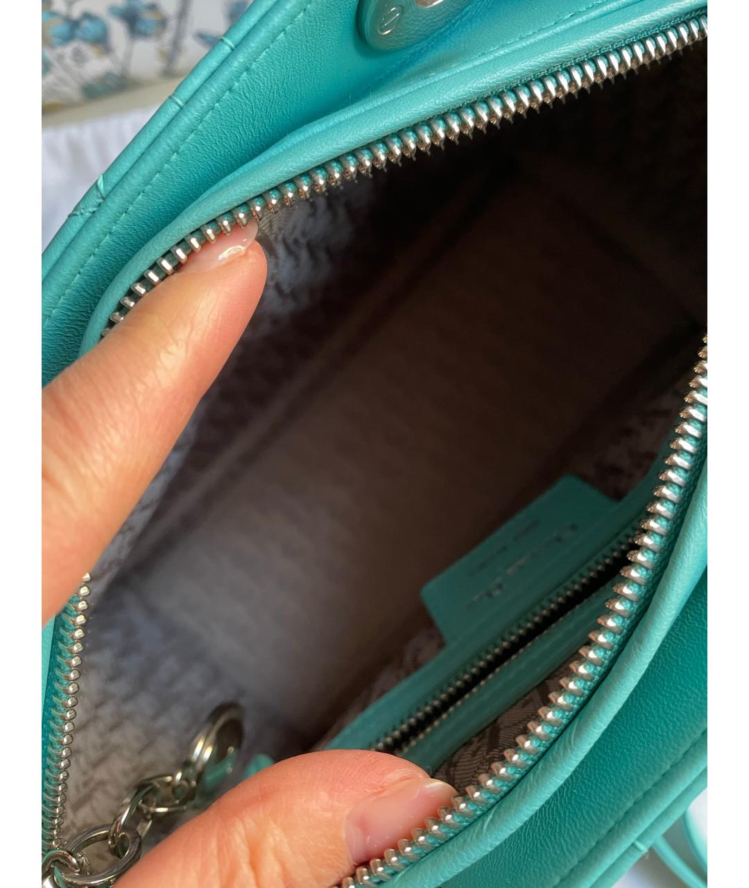 CHRISTIAN DIOR Зеленая кожаная сумка с короткими ручками, фото 6