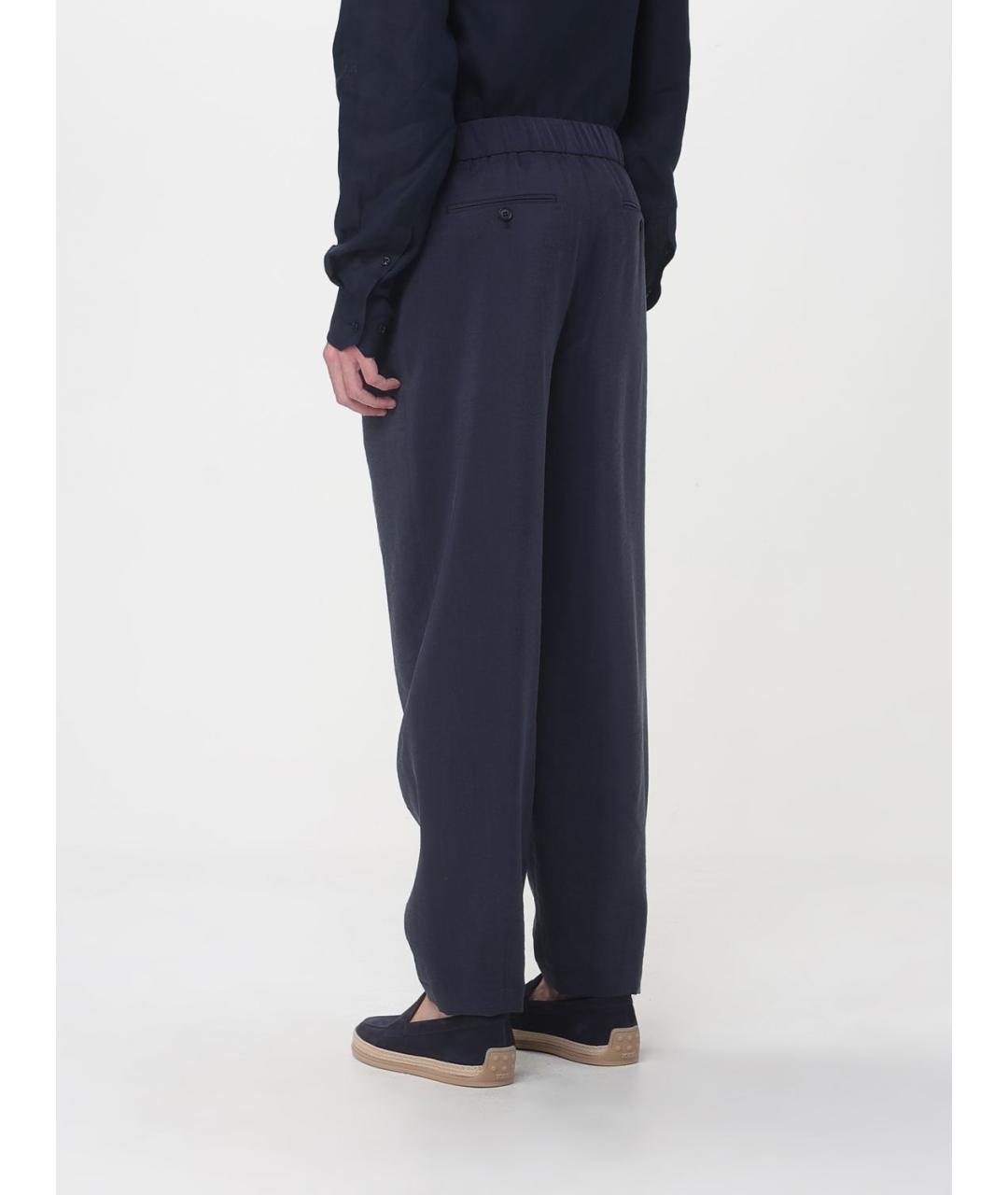 GIORGIO ARMANI Синие полиамидовые повседневные брюки, фото 3