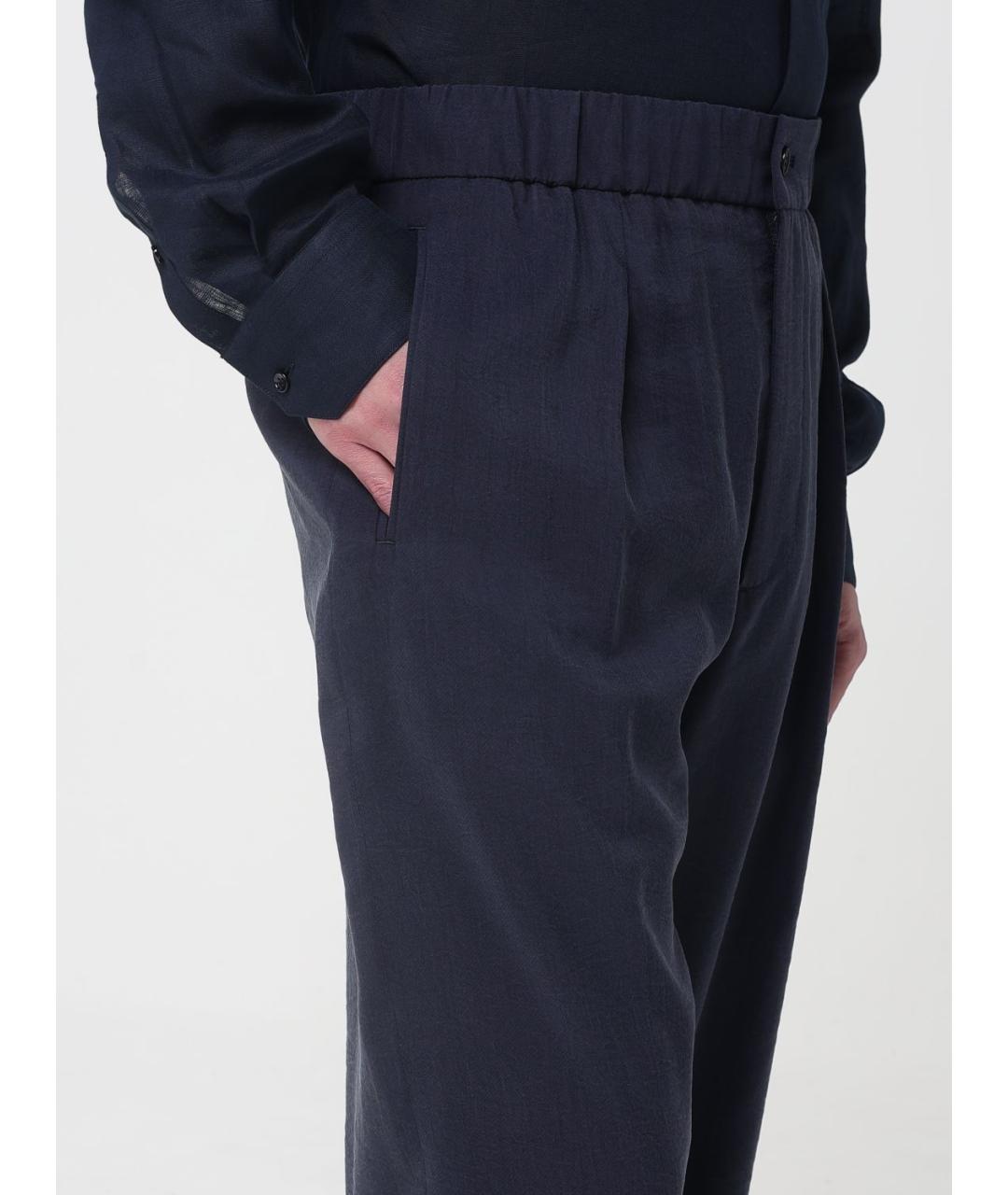 GIORGIO ARMANI Синие полиамидовые повседневные брюки, фото 5