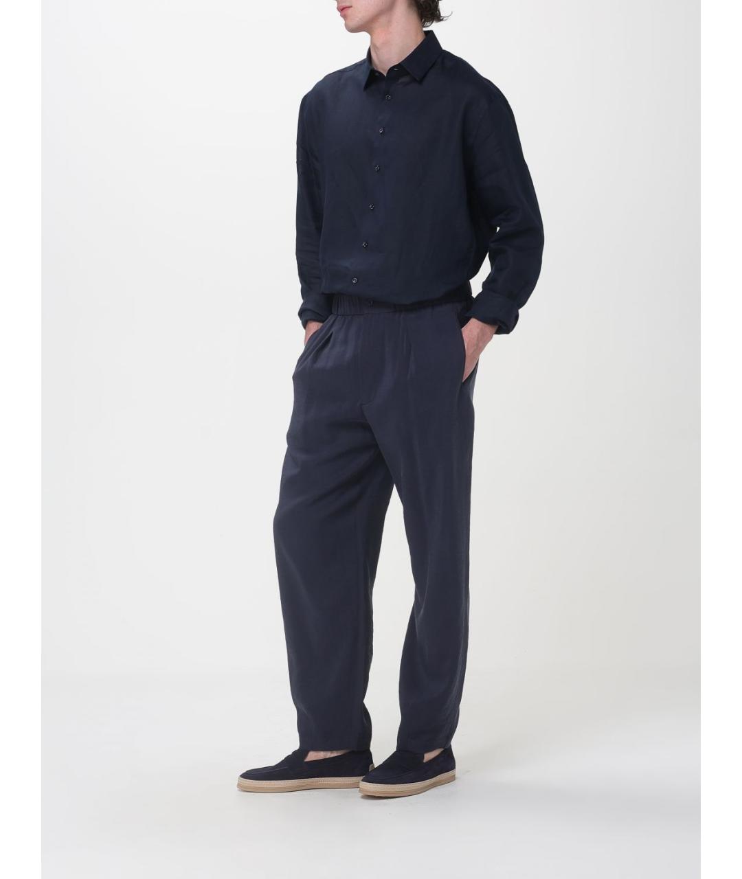 GIORGIO ARMANI Синие полиамидовые повседневные брюки, фото 2