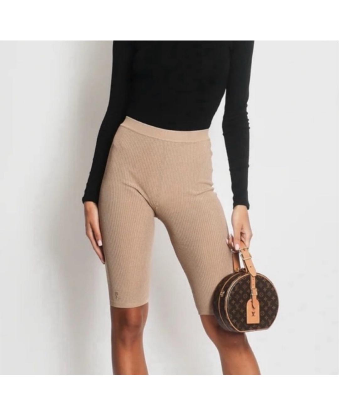 SAINT LAURENT Бежевые хлопковые леггинсы и велосипедки, фото 6