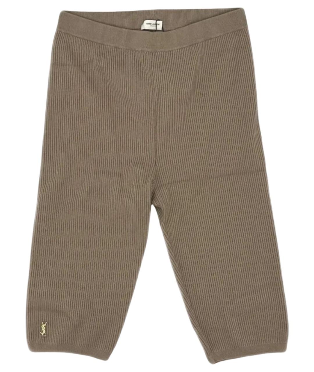 SAINT LAURENT Бежевые хлопковые леггинсы и велосипедки, фото 1