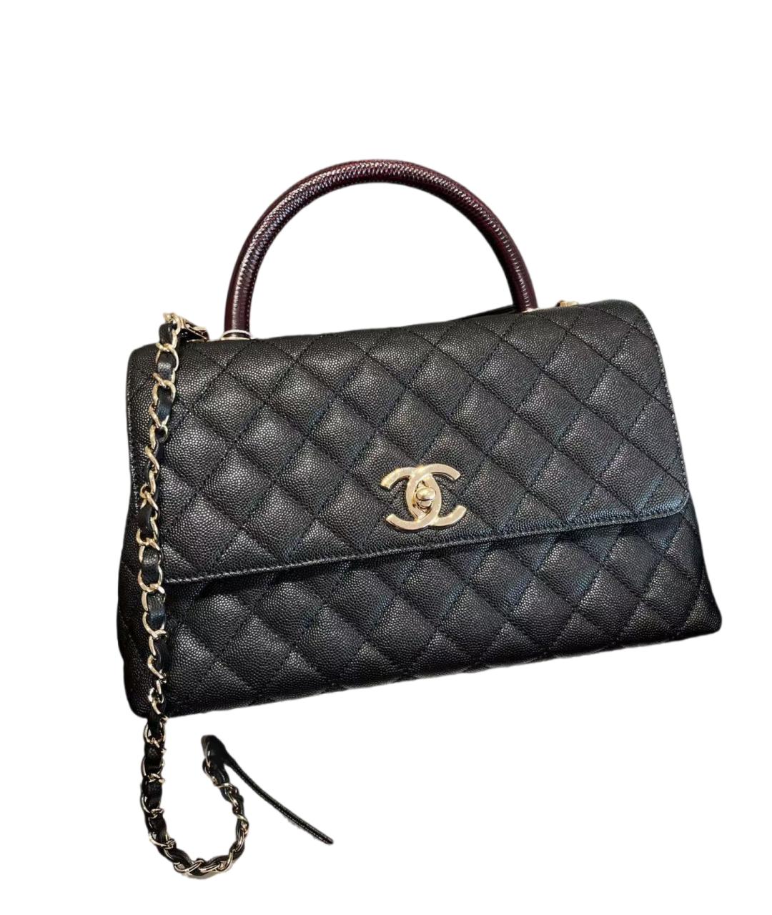 CHANEL Черная кожаная сумка с короткими ручками, фото 2