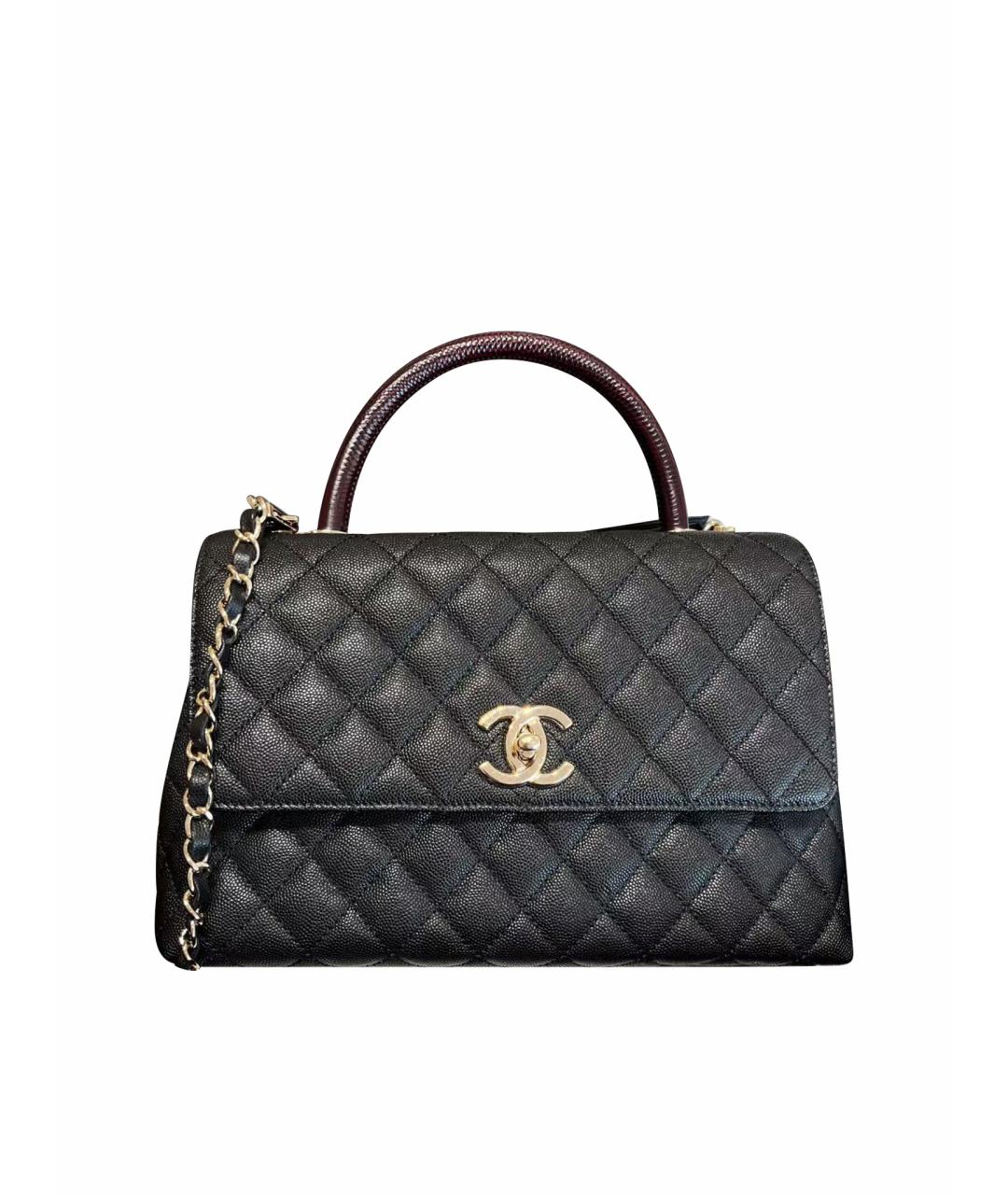 CHANEL Черная кожаная сумка с короткими ручками, фото 1