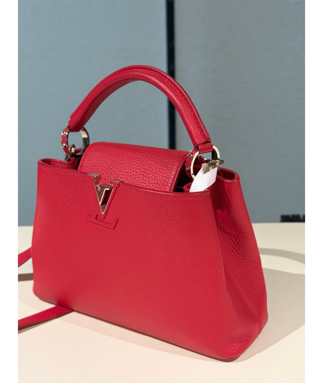 LOUIS VUITTON Красная кожаная сумка с короткими ручками, фото 4