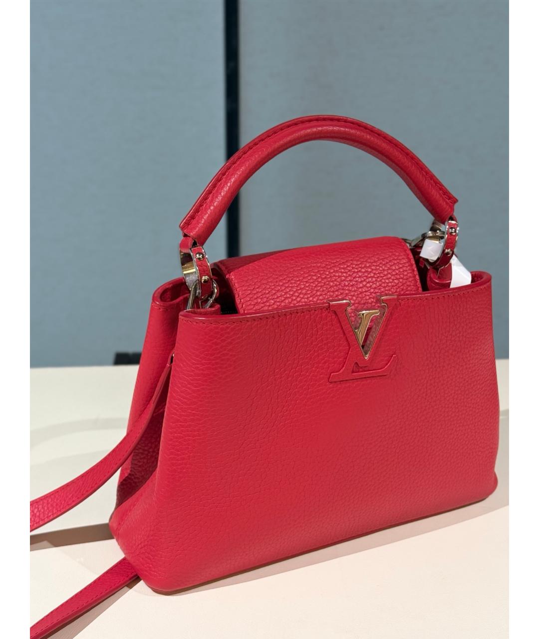 LOUIS VUITTON Красная кожаная сумка с короткими ручками, фото 2