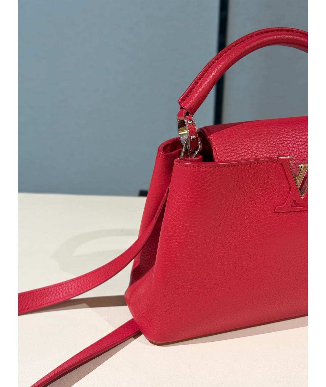 LOUIS VUITTON Красная кожаная сумка с короткими ручками, фото 3