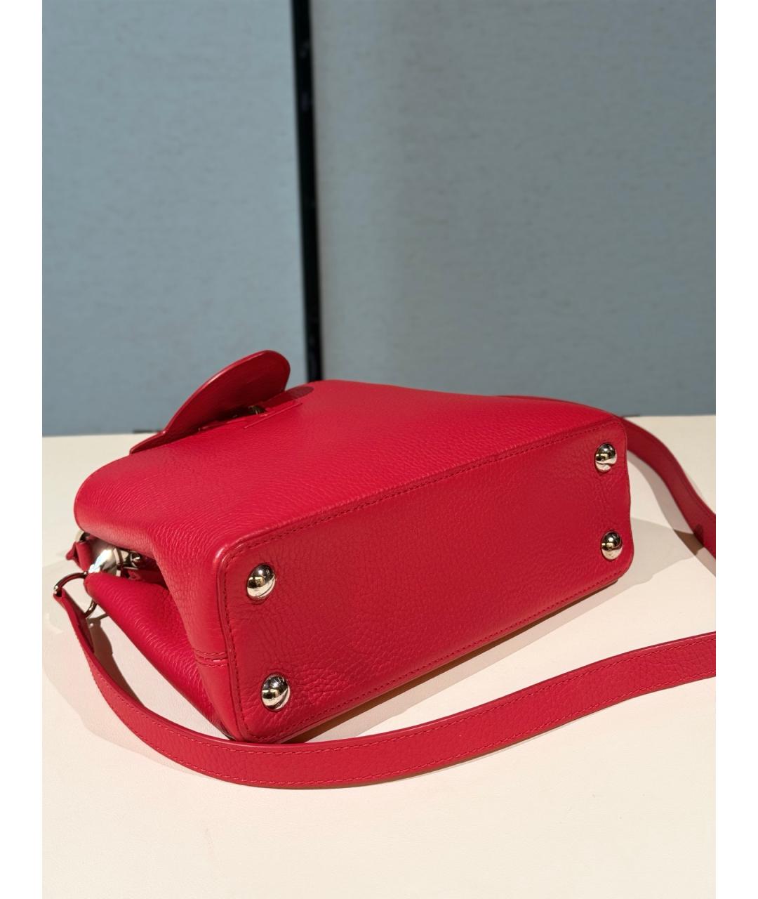 LOUIS VUITTON Красная кожаная сумка с короткими ручками, фото 8