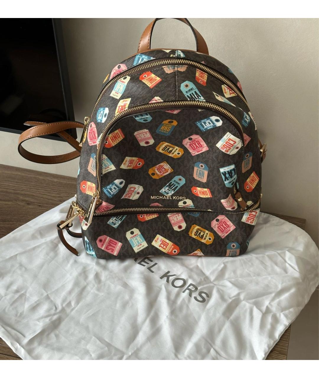 MICHAEL KORS Коричневый рюкзак из искусственной кожи, фото 6