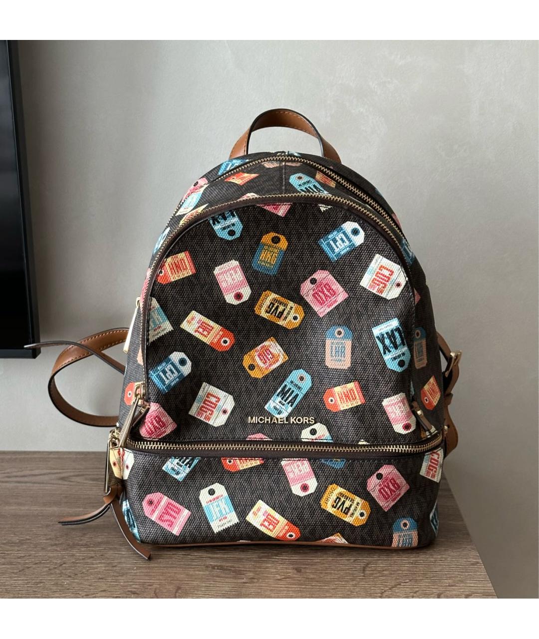 MICHAEL KORS Коричневый рюкзак из искусственной кожи, фото 7