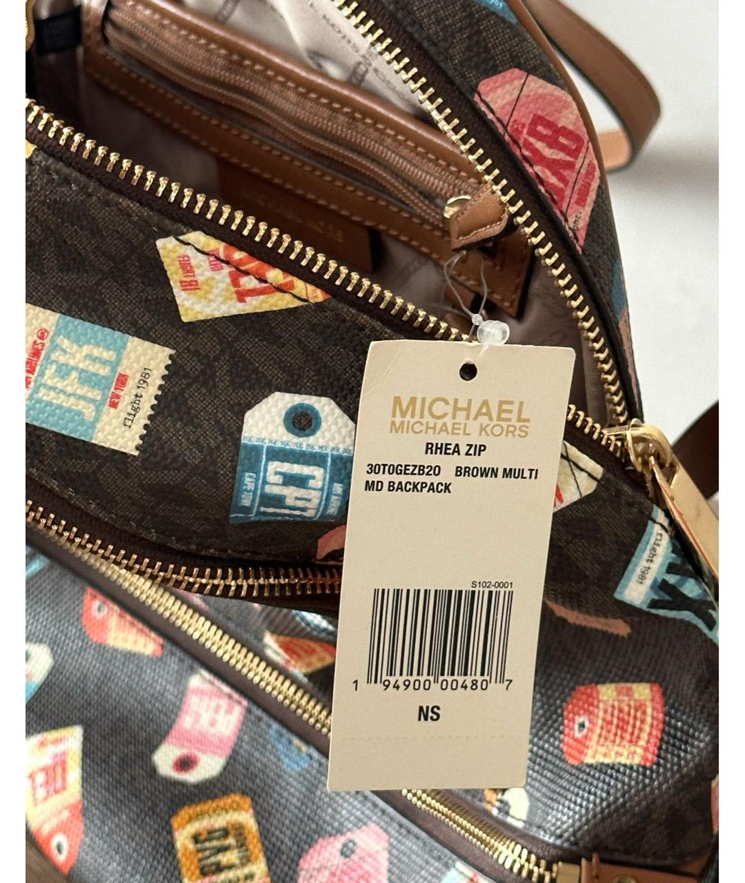 MICHAEL KORS Коричневый рюкзак из искусственной кожи, фото 4