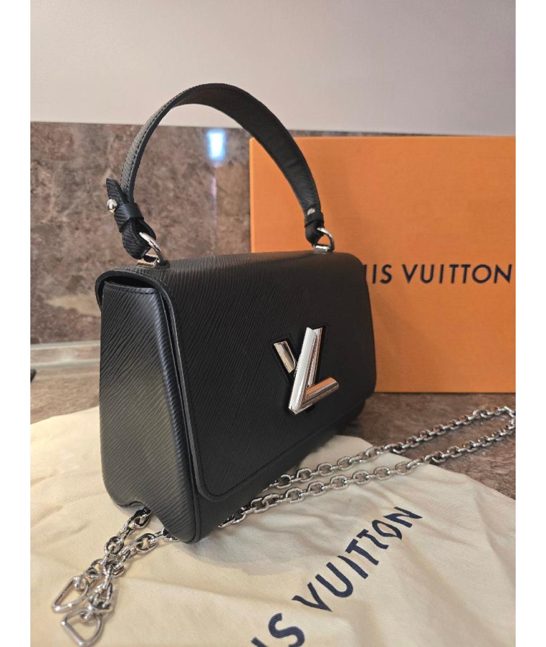 LOUIS VUITTON Черная кожаная сумка с короткими ручками, фото 2