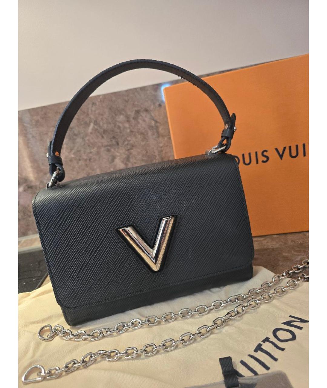 LOUIS VUITTON Черная кожаная сумка с короткими ручками, фото 8
