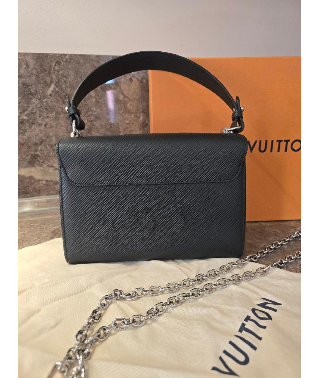 LOUIS VUITTON Черная кожаная сумка с короткими ручками, фото 3