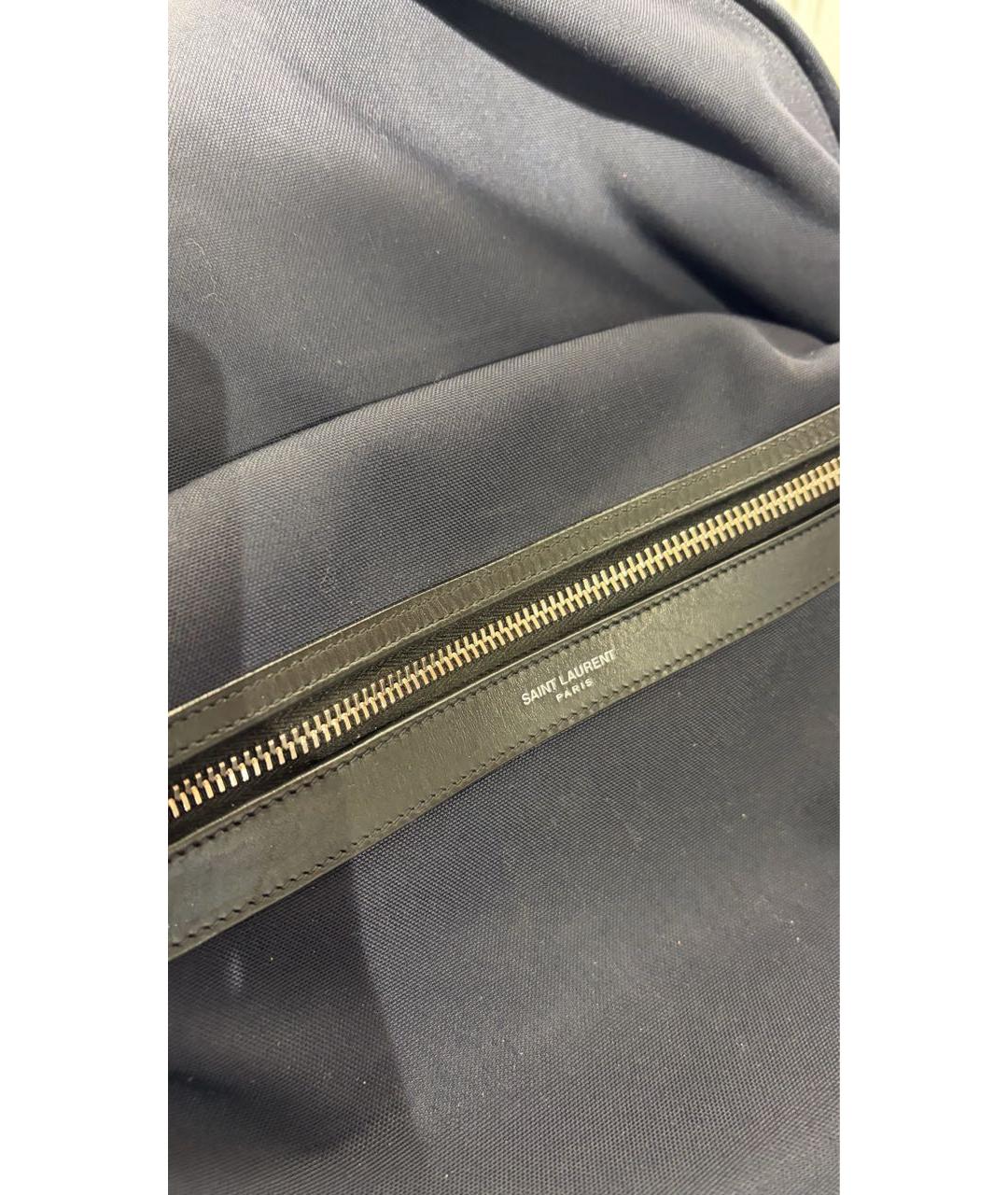 SAINT LAURENT Темно-синий хлопковый рюкзак, фото 4