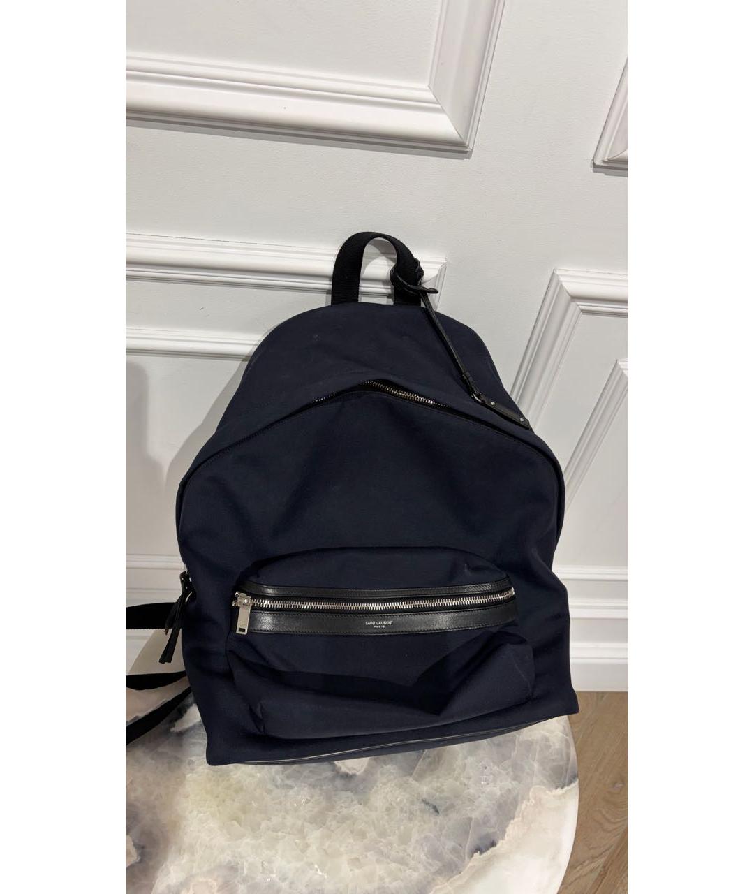 SAINT LAURENT Темно-синий хлопковый рюкзак, фото 7