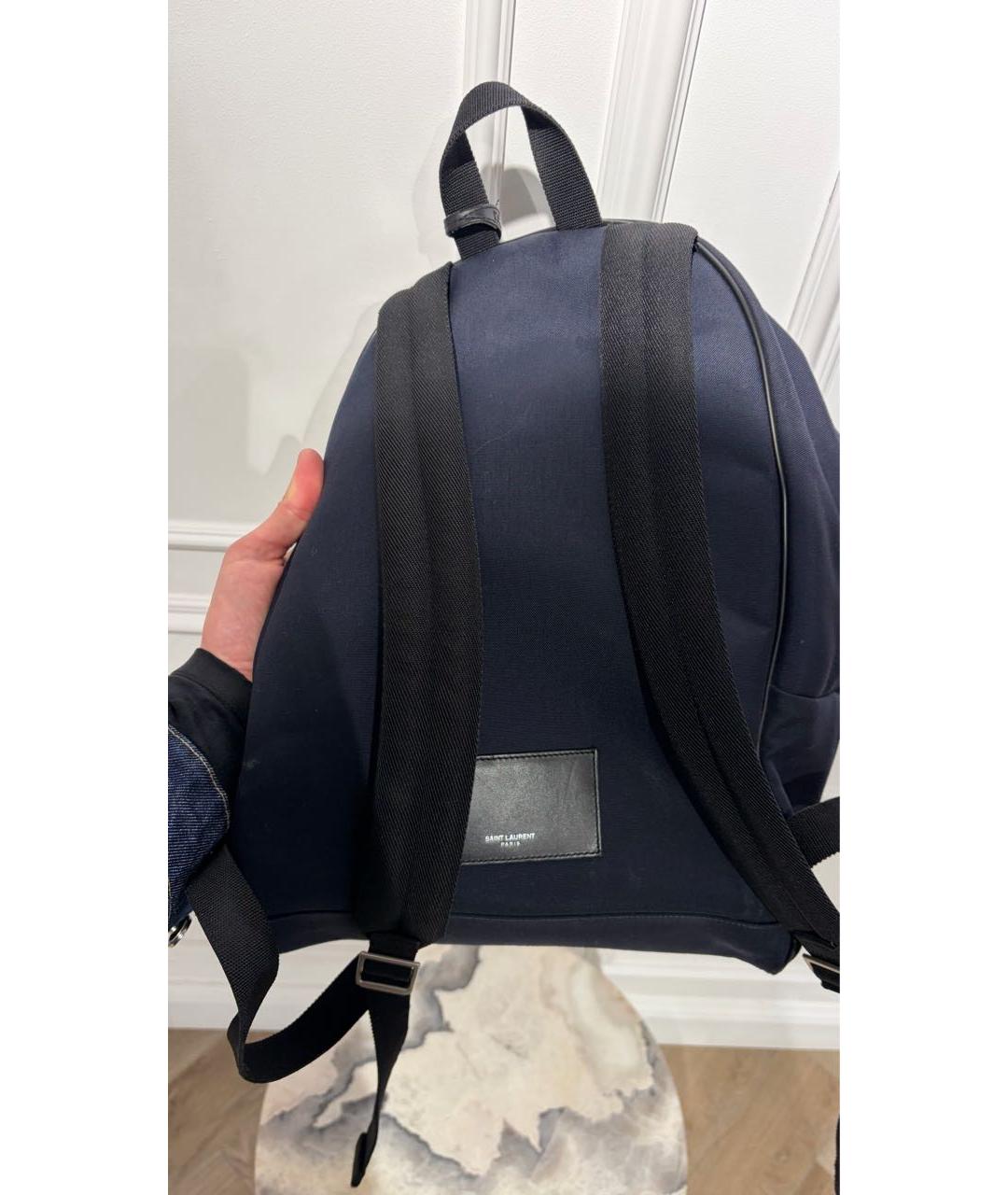 SAINT LAURENT Темно-синий хлопковый рюкзак, фото 5