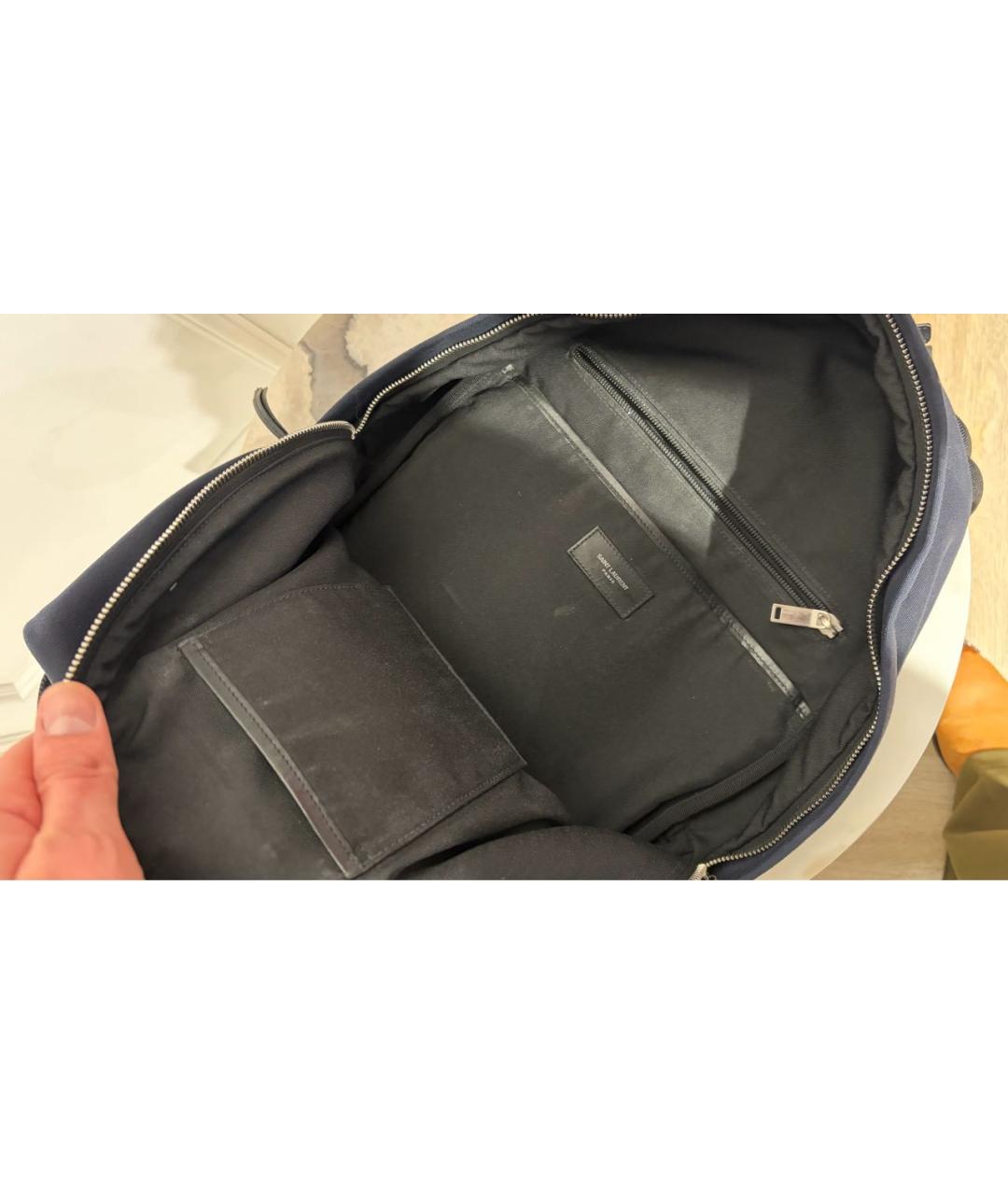 SAINT LAURENT Темно-синий хлопковый рюкзак, фото 6