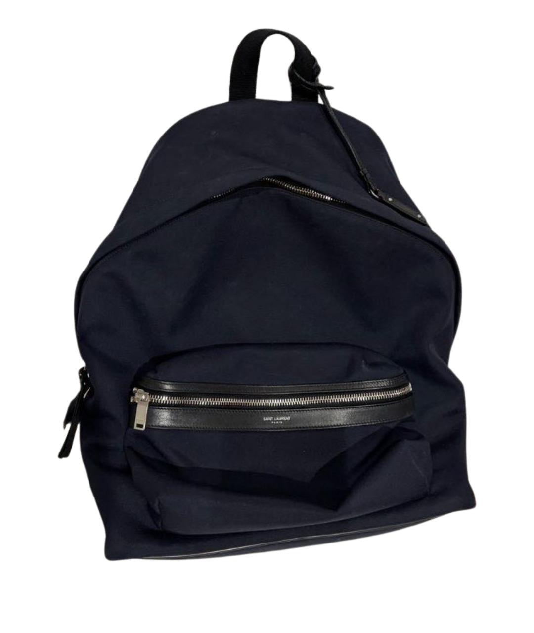 SAINT LAURENT Темно-синий хлопковый рюкзак, фото 1