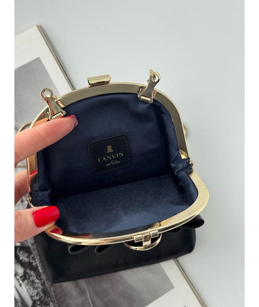 LANVIN Черная кожаная сумка через плечо, фото 5