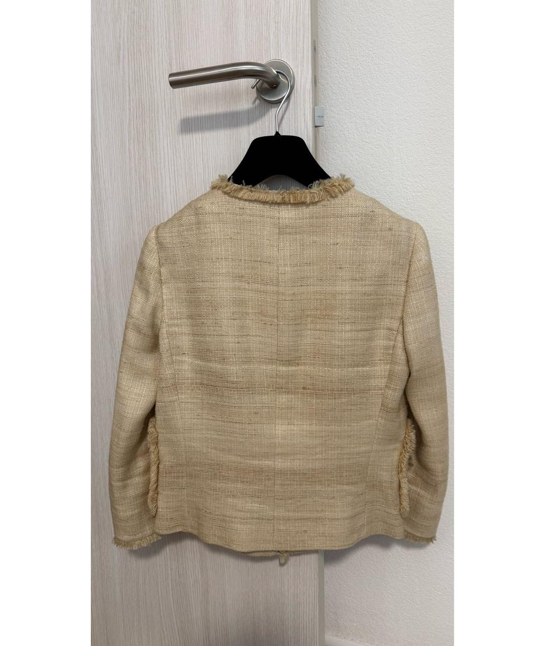CHRISTIAN DIOR Бежевый шелковый жакет/пиджак, фото 2
